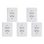 Imagem de Kit C/5 - Conjunto Perlex''Branca''Com Placa(2Tomadas 10/...