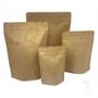 Imagem de Kit c/ 50 Embalagens Kraft  P/ Café 500g Stand Up Pouch Zip Kraft Com Alumínio Interno 20X27