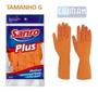 Imagem de Kit c/ 6 Luva Latex Forrada Sanro Plus Laranja Multiuso G