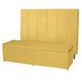 Imagem de Kit Cabeceira 100Cm p/ Cama Box Solteiro + Baú 100Cm Calçadeira Estofada Vitória Suede Amarelo