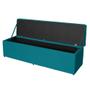 Imagem de Kit Cabeceira 120Cm p/ Cama Box Solteiro + Baú 120Cm Calçadeira Estofada Helena Suede Azul Turquesa