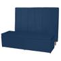 Imagem de Kit Cabeceira 193Cm p/ Cama Box King + Baú 193Cm Calçadeira Estofada Vitória Suede Azul Marinho
