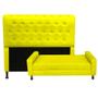 Imagem de Kit Cabeceira Brenda com Recamier Felix 1,00 cm Solteiro Baú Quarto Sala material sintético Amarelo - Damaffe Móveis