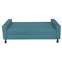 Imagem de Kit Cabeceira Brenda com Recamier Felix 1,00 cm Solteiro Baú Quarto Sala material sintético Azul Turquesa - Damaffe Móveis