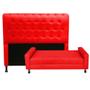 Imagem de Kit Cabeceira Brenda com Recamier Felix 1,95 cm King Size Baú Quarto Sala material sintético Vermelho - Damaffe Móveis