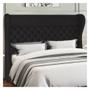 Imagem de Kit Cabeceira Cama Box Casal 140 cm Madrid com Puff Recamier Santorini material sintético Preto - Lyam Decor