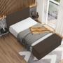 Imagem de Kit Cabeceira Cama Box Casal 140cm com Calçadeira Roma W01 Suede Marrom - Lyam