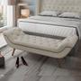 Imagem de Kit Cabeceira Cama Box Casal 195 cm Madrid com Puff Recamier Santorini Bouclê Creme - Lyam Decor