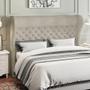 Imagem de Kit Cabeceira Cama Box Casal 195 cm Madrid com Puff Recamier Santorini Bouclê Creme - Lyam Decor