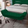 Imagem de Kit Cabeceira Cama Box Casal 195 cm Madrid com Puff Recamier Santorini Bouclê Verde - Lyam Decor