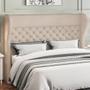 Imagem de Kit Cabeceira Cama Box Casal 195 cm Madrid com Puff Recamier Santorini Linho Creme - Lyam Decor