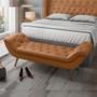 Imagem de Kit Cabeceira Cama Box Casal 195 cm Madrid com Puff Recamier Santorini material sintético Whisky - Lyam Decor