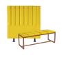 Imagem de Kit Cabeceira Carla e Calçadeira Industrial 160cm Queen Size Box Ferro Bronze Sintético Amarelo - Ahz Móveis