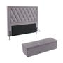 Imagem de Kit Cabeceira Centaurus 195 Para Cama Box King e Calçadeira Sagitarius N-023 Veludo Cinza Claro Aradecor