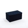 Imagem de Kit Cabeceira Centaurus 90 Modulada Estofada e Calçadeira Sagitarius N-025 Veludo Azul Marinho Aradecor