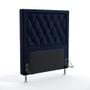 Imagem de Kit Cabeceira Centaurus 90 Modulada Estofada e Calçadeira Sagitarius N-025 Veludo Azul Marinho Aradecor