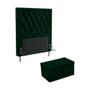 Imagem de Kit Cabeceira Centaurus 90 Modulada Estofada e Calçadeira Sagitarius N-026 Veludo Verde Aradecor