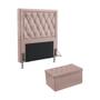 Imagem de Kit Cabeceira Centaurus 90 Modulada Estofada e Calçadeira Sagitarius N-031 Veludo Rosê Claro Aradecor