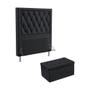 Imagem de Kit Cabeceira Centaurus 90 Solteiro Decorativa e Calçadeira Sagitarius N-022 Veludo Chumbo Aradecor