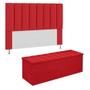 Imagem de KIT Cabeceira COM Calçadeira baú éros Casal 140 cm Para Cama Suede vermelho Biselos-Decor