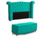 Imagem de KIT + Cabeceira Com Recamier Baú Dunas Princesa em captonê 1,40 Casal Cama Box Azul Tiffany Veludo Dalaqua-Decor