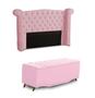 Imagem de KIT + Cabeceira Com Recamier Baú Dunas Princesa em captonê 1,40 Casal Cama Box Rosa Bebê material sintético Dalaqua-Decor