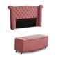 Imagem de KIT + Cabeceira Com Recamier Baú Dunas Princesa em captonê 1,40 Casal  Cama Box Rose veludo Dalaqua-Decor