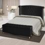 Imagem de Kit Cabeceira De Cama Box e Calçadeira Baú Luxo King 195 cm Suede Preto Eli Móveis