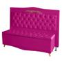 Imagem de Kit Cabeceira de Cama Box e Calçadeira Baú Madri Casal 140 cm Suede Rosa Pink Eli Móveis e Decoração