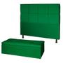 Imagem de Kit Cabeceira de Cama Box King com Recamier Carol 195 cm material sintético Verde - Móveis Mafer