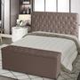 Imagem de Kit Cabeceira De Cama e Calçadeira Baú Estrela Queen 160 cm Suede Capitonê Rosê Casa Móveis e Decoração