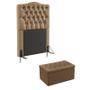 Imagem de Kit Cabeceira Decorativa Para Cama Box Pollux e Calçadeira Sagitarius 90 Para Cama de Solteiro Sued Capuccino Aradecor