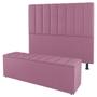 Imagem de Kit Cabeceira e Baú Cama Box Queen Size Cora 160cm Suede Rosa - Abmaza