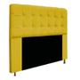 Imagem de Kit Cabeceira e Calçadeira Baú Estofada Mel 140 cm Casal Com Capitonê Suede Amarelo - ADJ Decor