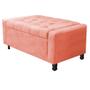 Imagem de Kit Cabeceira e Calçadeira Baú Solteiro Everest P02 90 cm para cama Box Suede Coral - Amarena Móveis