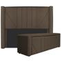 Imagem de Kit Cabeceira e Calçadeira Baú Solteiro Minsk P02 90 cm para cama Box Suede Marrom - Amarena Móveis
