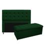 Imagem de Kit Cabeceira e Calçadeira Copenhague 195 cm King Size Suede Verde - Doce Sonho Móveis