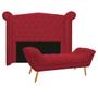 Imagem de Kit Cabeceira e Calçadeira Veneza 140 cm Casal Suede Vermelho - ADJ Decor