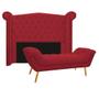 Imagem de Kit Cabeceira e Calçadeira Veneza 160 cm Queen Size Suede Vermelho - Amarena Moveis