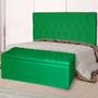 Imagem de Kit Cabeceira Estofada Casal com Recamier Bau Queen 160 cm para Cama Box Verde Livia Mafer