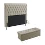 Imagem de Kit Cabeceira Estofada Decorativa Cama Box Bellatrix 140 Casal e Calçadeira Sagitarius  Bege Aradecor