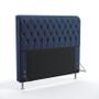 Imagem de Kit Cabeceira Estofada Decorativa Cama Box Bellatrix 160 Cama Queen e Calçadeira Sagitarius Sued Azul Marinho Aradecor