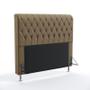 Imagem de Kit Cabeceira Estofada Decorativa Cama Box Bellatrix 195 Para Cama King e Calçadeira Sagitarius Sued Capuccino Aradecor