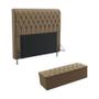Imagem de Kit Cabeceira Estofada Decorativa Cama Box Bellatrix 195 Para Cama King e Calçadeira Sagitarius Sued Capuccino Aradecor