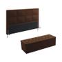 Imagem de Kit Cabeceira Estofada Decorativa Cama Box Maia 195 Cama King e Calçadeira Sagitarius Couro Artificial Marrom Aradecor