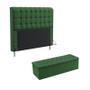 Imagem de Kit Cabeceira Estofada Decorativa Dama 195 Para Cama King e Calçadeira Sagitarius Sued Verde Aradecor