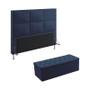 Imagem de Kit Cabeceira Estofada Decorativa Para Cama Box Maia 140 Cama de Casal Calçadeira Sagitarius Sued Azul Marinho Aradecor
