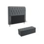 Imagem de Kit Cabeceira Estofada Decorativa Para Cama Box Sirius 140 Para Cama de Casal Calçadeira Sagitarius Sued Cinza Aradecor