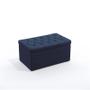 Imagem de Kit Cabeceira Estofada Decorativa Pegasus e Calçadeira Sagitarius 90 Para Cama de Solteiro Sued Azul Marinho Aradecor