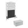 Imagem de Kit Cabeceira Estofada Decorativa Pollux e Calçadeira Sagitarius 90 Solteiro  Branco Aradecor
